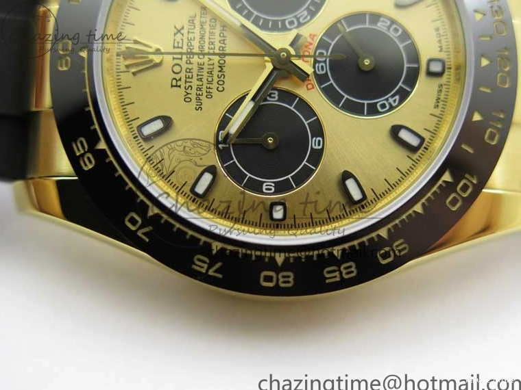 0501 Sporty Daytona 116518 KKF 1:1 Best Edition 904L Steel YG Black Dial on Rubber Strap A 2455